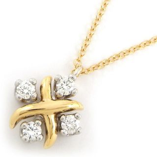 ティファニー(Tiffany & Co.)のティファニー Tiffany & Co. ネックレス ジャン シュランバージェ リン 60022674 4ポイント ダイヤモンド 計0.21ct K18YG PT950 【中古】(ネックレス)