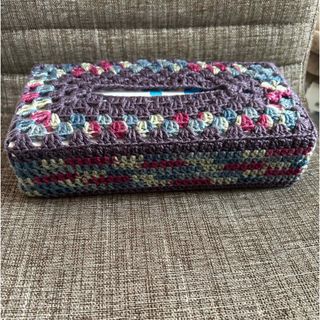 ハンドメイド ボックスティッシュカバー ティッシュケース かぎ針編み 毛糸(ティッシュボックス)