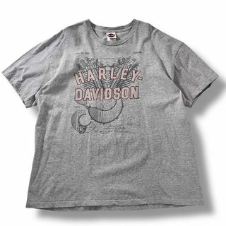 ハーレーダビッドソン 古着 Tシャツ グレー 両面プリント 半袖 XXL(Tシャツ/カットソー(半袖/袖なし))