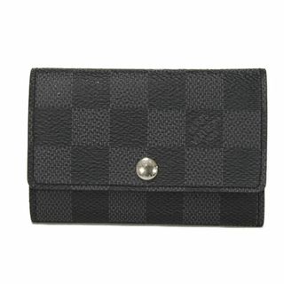 ルイヴィトン(LOUIS VUITTON)のLOUIS VUITTON ルイ・ヴィトン ミュルティクレ 6 旧型 ロゴ ブラック グレー スナップボタン 6連 ブラック 市松模様 ビトン ダミエ グラフィット ノワール キーケース N62662(キーケース)