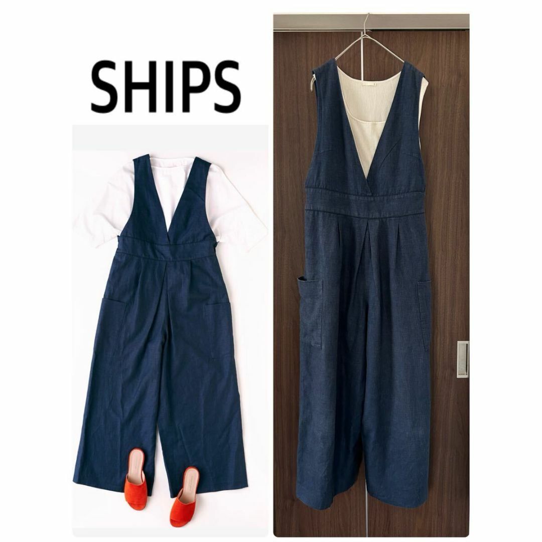 SHIPS(シップス)の定価18,500円 SHIPS 轟木節子さんリンネル コラボ デニムサロペット レディースのパンツ(サロペット/オーバーオール)の商品写真