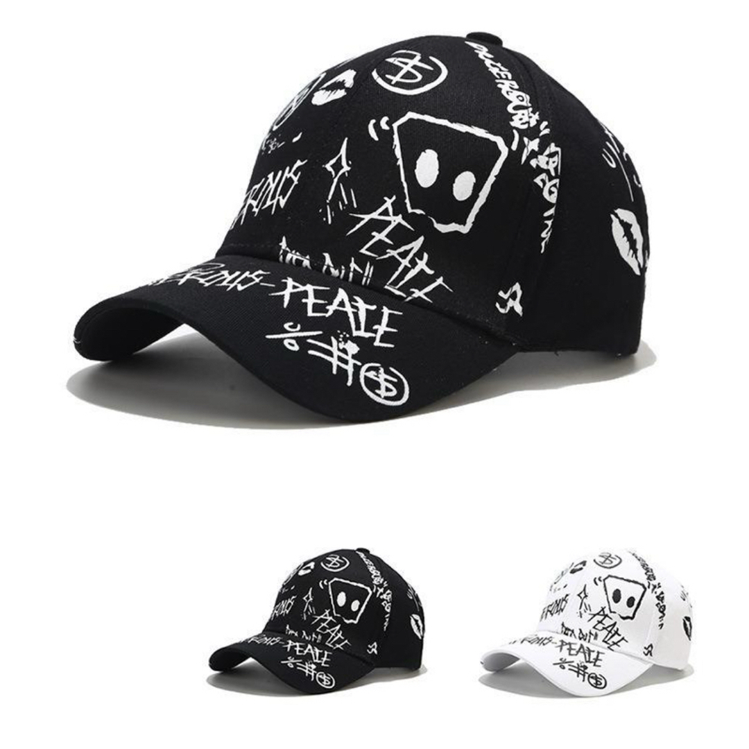 ブラック ダンス フリーサイズ プリント ヒップホップ キャップ メンズの帽子(キャップ)の商品写真