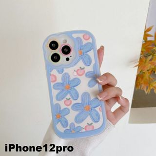 iphone12proケース カーバー TPU お洒落ブルーdh(iPhoneケース)