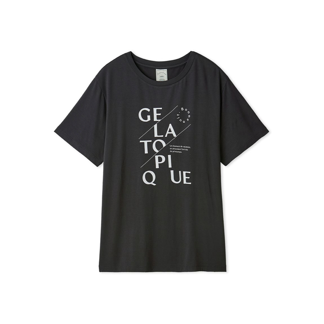 gelato pique(ジェラートピケ)の【新品】ジェラートピケ　レーヨンロゴ Tシャツ Tシャツ　カットソー　グレー レディースのトップス(Tシャツ(半袖/袖なし))の商品写真