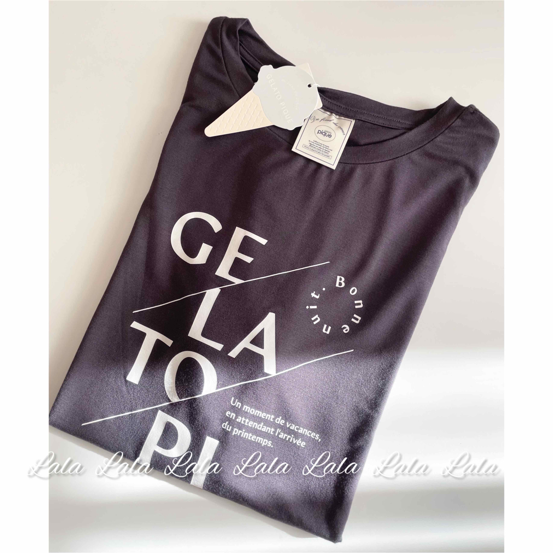 gelato pique(ジェラートピケ)の【新品】ジェラートピケ　レーヨンロゴ Tシャツ Tシャツ　カットソー　グレー レディースのトップス(Tシャツ(半袖/袖なし))の商品写真