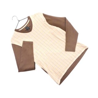 シップス(SHIPS)のSHIPS シップス 切替 プルオーバー カットソー sizeM/ベージュｘ茶 ■◇ メンズ(Tシャツ/カットソー(七分/長袖))