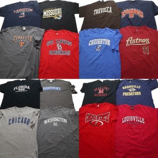 古着卸 まとめ売り カレッジ 半袖Tシャツ 16枚セット (メンズ XL /2XL ) オハイオ アーチロゴ 3段プリント シカゴ 中古 古着 NB3944(その他)