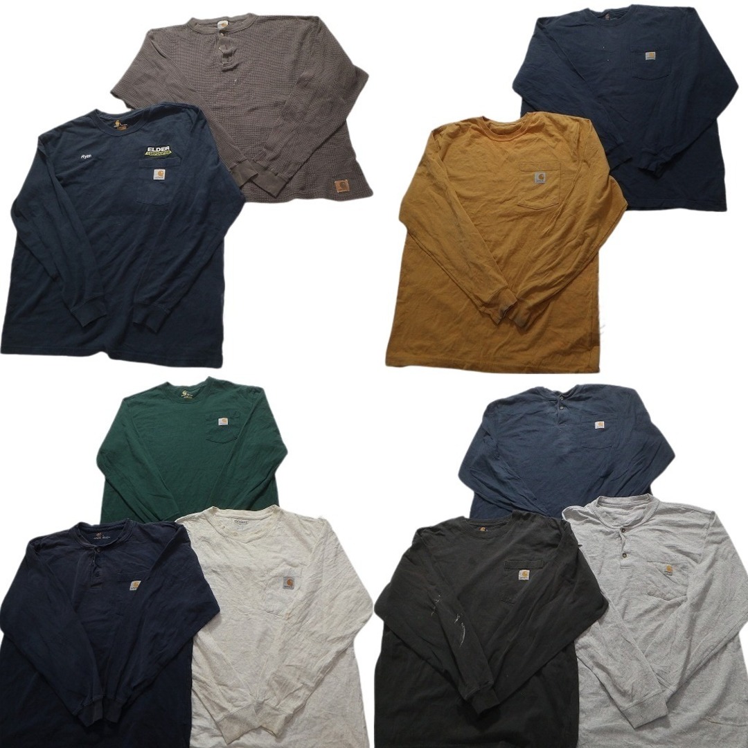古着卸 まとめ売り カーハート Carhartt 長袖Tシャツ 10枚セット (メンズ L ) 胸ポケット ヘンリーネック ワンポイント 中古 古着 NB3971 メンズのトップス(Tシャツ/カットソー(七分/長袖))の商品写真
