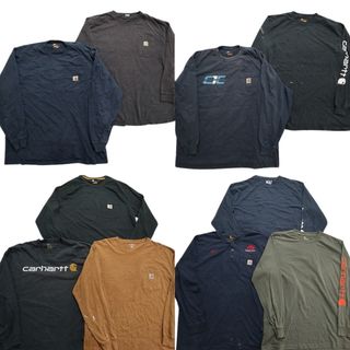 古着卸 まとめ売り カーハート Carhartt 長袖Tシャツ 10枚セット (メンズ XL ) 胸ポケット ヘンリーネック ワンポイント 中古 古着 NB3966(Tシャツ/カットソー(七分/長袖))