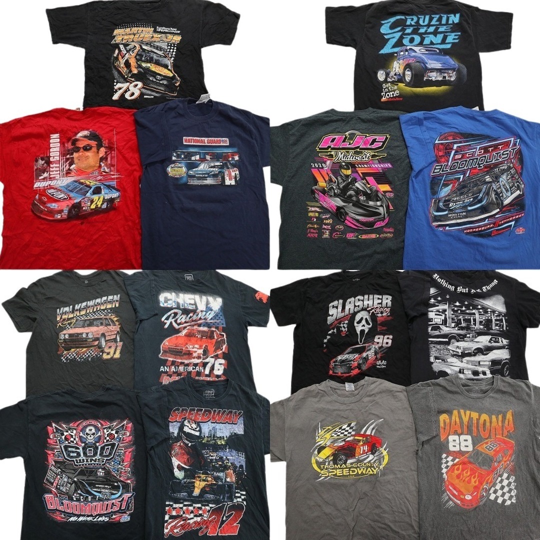 古着卸 まとめ売り レーシング 半袖Tシャツ 14枚セット (メンズ L ) 大判プリント サーキット 車 中古 古着 NB3963 メンズのジャケット/アウター(その他)の商品写真