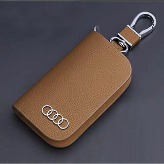 アウディ(AUDI)キーケース レザー 革 キーカバー 高級 茶色 3(キーホルダー)