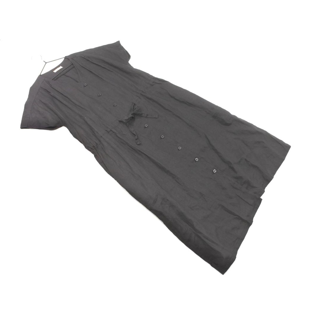 SHIPS(シップス)のSHIPS シップス リネン100% タック シャツ ワンピース sizeM/黒 ■◆ レディース レディースのワンピース(ひざ丈ワンピース)の商品写真