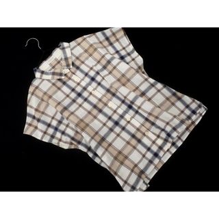 マッキントッシュフィロソフィー(MACKINTOSH PHILOSOPHY)のMACKINTOSH PHILOSOPHY マッキントッシュフィロソフィー リネン混 チェック フレンチスリーブ シャツ size36/白ｘベージュ ■◆ レディース(シャツ/ブラウス(半袖/袖なし))