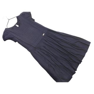 BLUE LABEL CRESTBRIDGE ブルーレーベル クレストブリッジ パフスリーブ Aライン ワンピース size36/濃紺 ■◆ レディース(ミニワンピース)