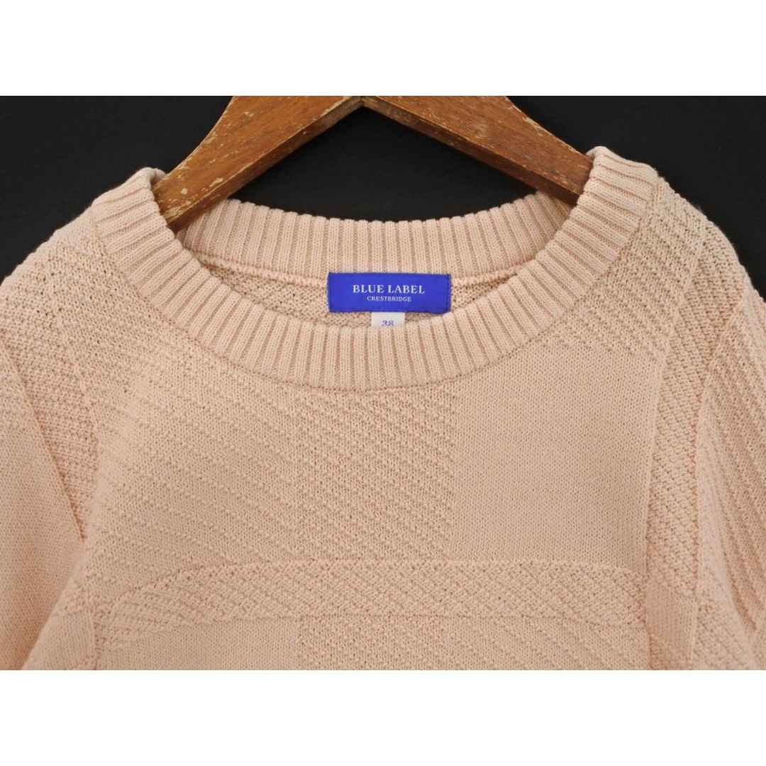 BLUE LABEL CRESTBRIDGE ブルーレーベル クレストブリッジ ロゴプレート チェック ニット セーター size38/ベージュ ■◇ レディース レディースのトップス(ニット/セーター)の商品写真