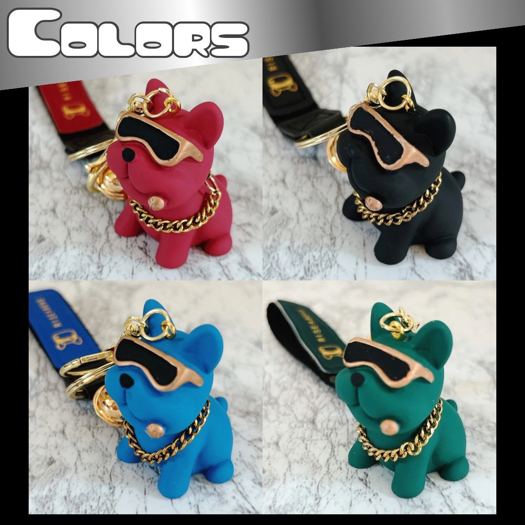 キーホルダー フレブル 赤  フレンチブルドッグ チャーム リング アクセ 韓国 レディースのファッション小物(キーホルダー)の商品写真