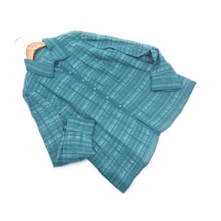 レリアン(leilian)のLeilian レリアン 大きいサイズ リネン混 ボーダー ブラウス シャツ size13プラス/緑 ■◇ レディース(シャツ/ブラウス(長袖/七分))