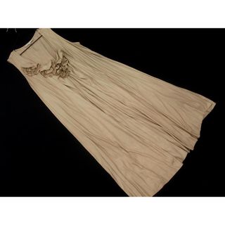 ニジュウサンク(23区)の23区 レース 花 ノースリーブ ワンピース size44/ベージュ ■◆ レディース(ひざ丈ワンピース)