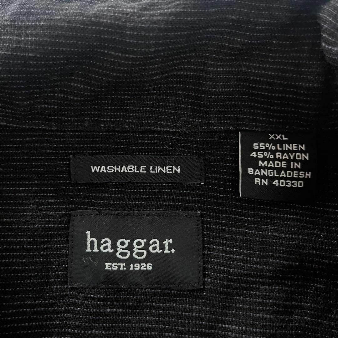 VINTAGE(ヴィンテージ)のhaggar 古着 オープンカラーシャツ リネンシャツ キューバシャツ ブラック メンズのトップス(Tシャツ/カットソー(半袖/袖なし))の商品写真