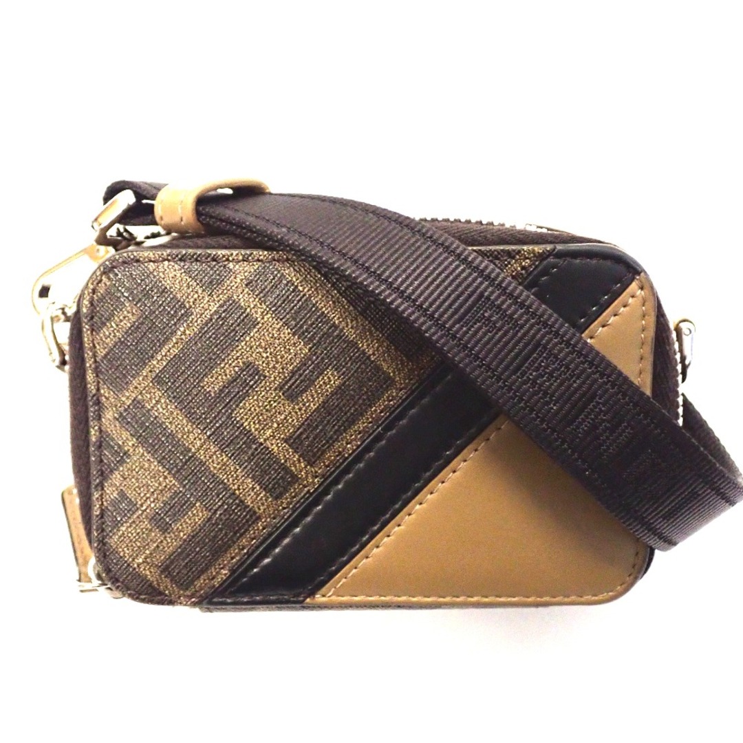 FENDI(フェンディ)のフェンディ ショルダーバッグ ミニクロスボディバッグ ズッカ柄 7M0344 本革 ブラウン系 レディース Th633511 中古 レディースのバッグ(ショルダーバッグ)の商品写真