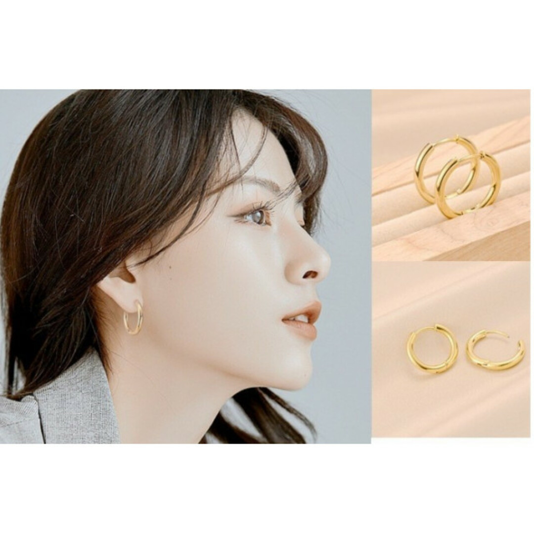 フープピアス ゴールド ２０ｍｍ ２個 ユニセックス 男女兼用 レディースのアクセサリー(イヤリング)の商品写真