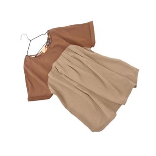 BURBERRY バーバリー 大きいサイズ 切替 プルオーバー カットソー size46/ベージュｘ茶 ■◆ レディース