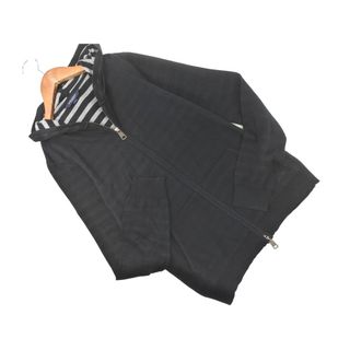 BURBERRY バーバリー LONDON 綿麻 ニット ジップアップ パーカー size1/黒 ■◇ レディース