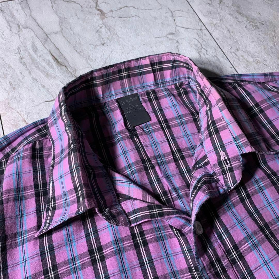 Sean John(ショーンジョン)の00s Sean John チェックシャツ 長袖 紫 ボックスシルエット B系 メンズのトップス(シャツ)の商品写真