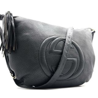 グッチ(GUCCI)のGUCCI グッチ ソーホー インターロッキング ショルダーバッグ GG レザー 黒(ショルダーバッグ)