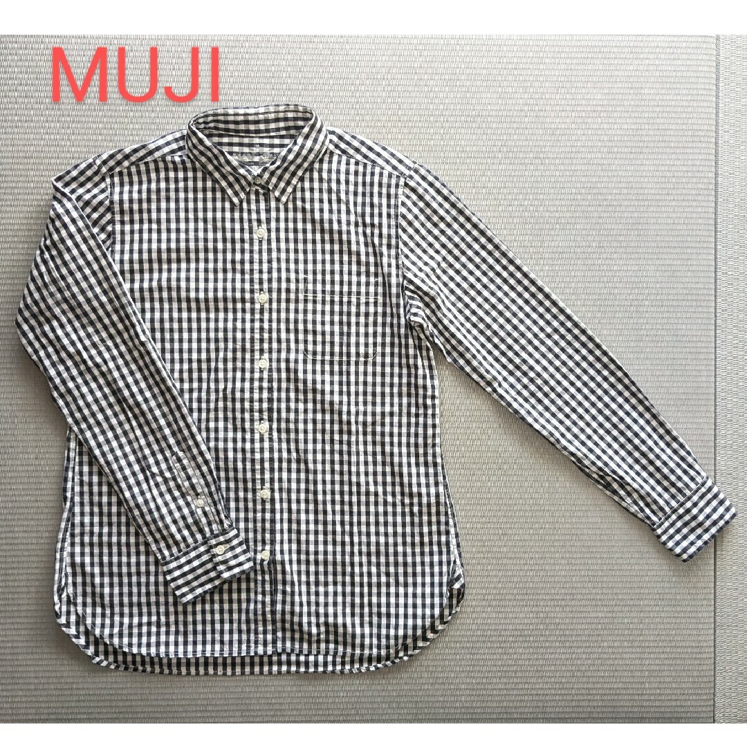 MUJI (無印良品)(ムジルシリョウヒン)の新品同様 MUJI シャツ 無印良品 ギンガムチェック コットンシャツ Mサイズ レディースのトップス(シャツ/ブラウス(長袖/七分))の商品写真