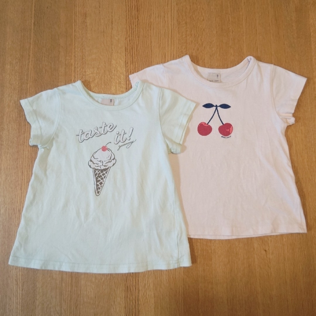 petit main(プティマイン)のプティマイン　半袖Tシャツ　100cm　2枚セット　女の子　綿100% キッズ/ベビー/マタニティのキッズ服女の子用(90cm~)(Tシャツ/カットソー)の商品写真