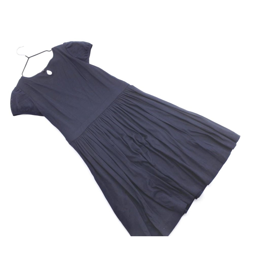 BLUE LABEL CRESTBRIDGE ブルーレーベル クレストブリッジ パフスリーブ Aライン ワンピース size38/濃紺 ■◆ レディース レディースのワンピース(ひざ丈ワンピース)の商品写真