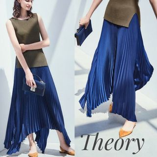 セオリー(Theory)の美品 theory ウォッシャブル アシンメトリープリーツスカート(ロングスカート)