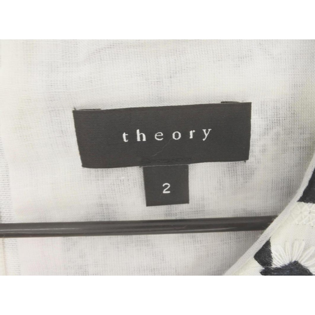 Theory(セオリー)のtheory セオリー カットワーク ノースリーブ Aライン ワンピース size2/白ｘ黒 ■◆ レディース レディースのワンピース(ミニワンピース)の商品写真