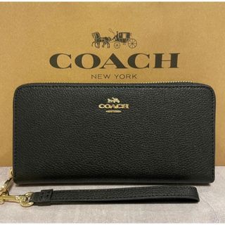 コーチ(COACH)のCOACH　コーチ　C3441　長財布　ストラップ付き　ブラック(財布)