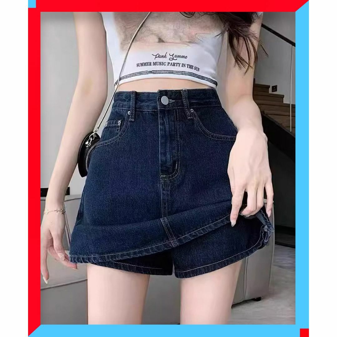 ■新品■ ショートパンツ デニムショートパンツ スカパン ハイウエスト レディースのパンツ(ショートパンツ)の商品写真