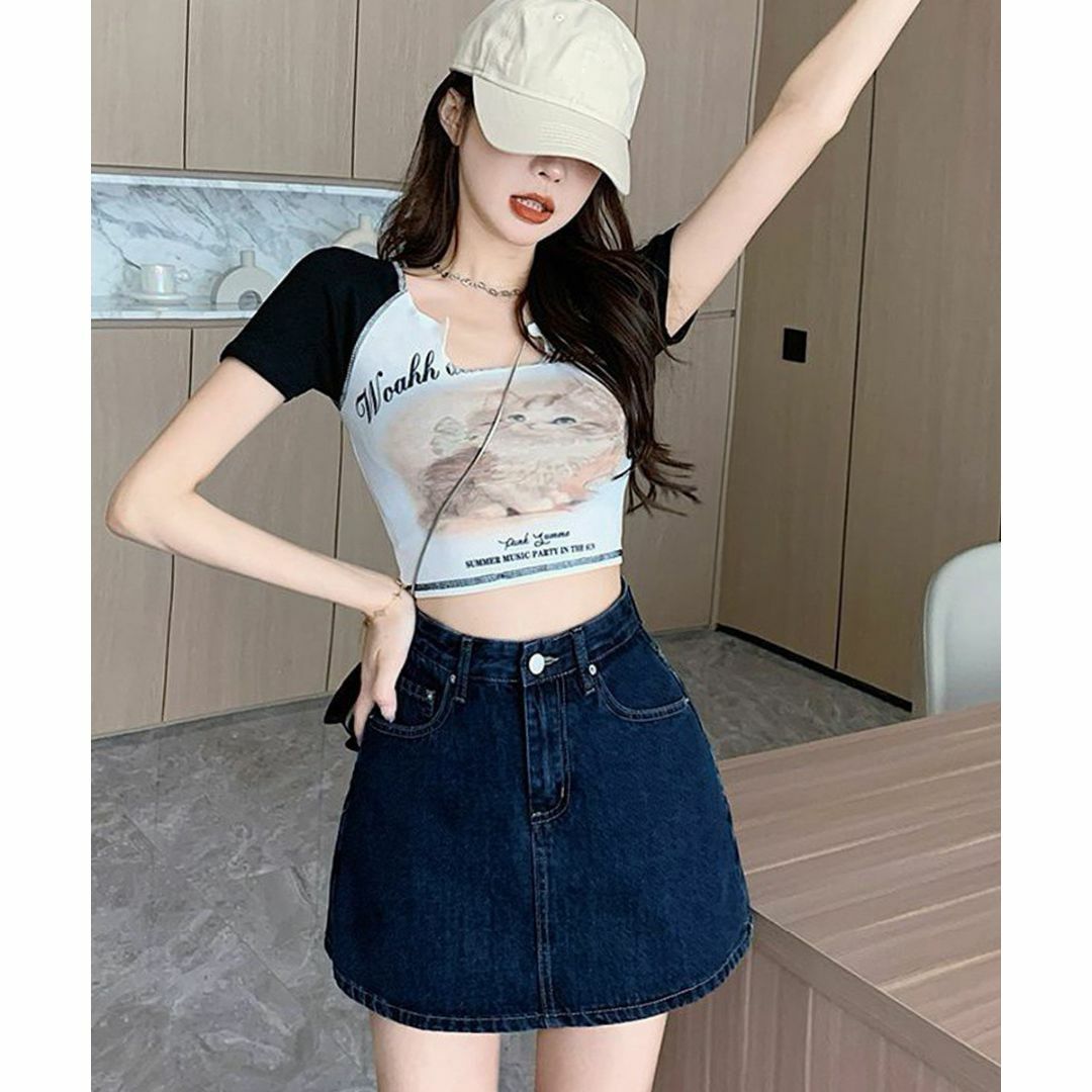 ■新品■ ショートパンツ デニムショートパンツ スカパン ハイウエスト レディースのパンツ(ショートパンツ)の商品写真