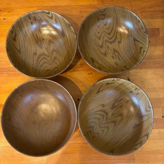 美濃焼 特撰 創作 陶器 木目調 多用碗 丼 麺類 和食器 4個セット(食器)