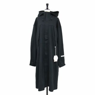 【新品】MONOEARTH モノアース コート ブラック 黒 サイズ:L / 22秋冬 消臭 裏毛 フード付 ロング ガウン / パーカー 長袖 ジップアップ スウェット コットン / アウター ジャケット 上着【レディース】(その他)