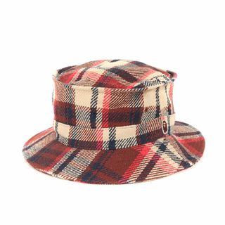 アベイシングエイプ(A BATHING APE)の【美品】A BATHING APE ア ベイシング エイプ ハット サイズ:L / ラブジェネチェック ネル ハット / レッド ブラウン / ブランド 帽子【メンズ】【中古】(ハット)