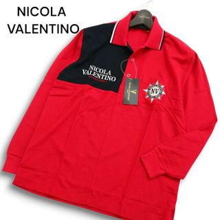 【新品 未使用】 NICOLA VALENTINO ニコラバレンチノ 通年 刺繍 鹿の子★ 長袖 ポロシャツ Sz.M メンズ(ポロシャツ)