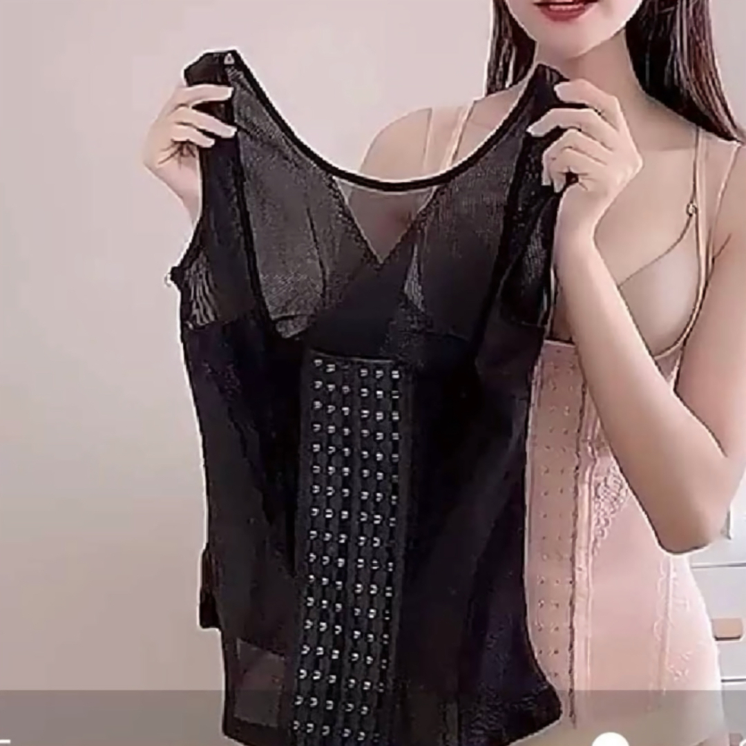XL コルセット　補正 下着　ボディスーツ　腰痛　くびれ　黒　着痩せ　ダイエット レディースの下着/アンダーウェア(その他)の商品写真