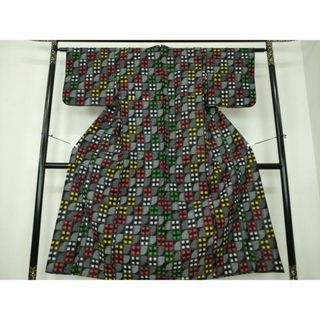 平和屋着物●久留米絣　単衣　変わり格子　綿　逸品　DAAU5820ps(着物)