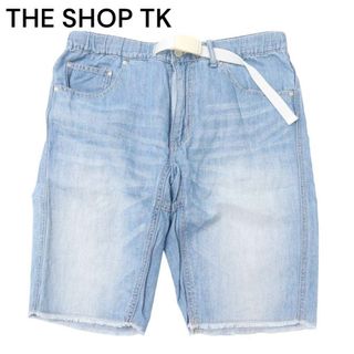 THE SHOP TK タケオキクチ 春夏★ 麻 リネン混 USED加工 カットオフ デニム ショート パンツ ジーンズ Sz.M メンズ(ショートパンツ)