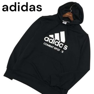 アディダス(adidas)のadidas アディダス 通年★ ビッグ ロゴ パーカー フーディー プルオーバー スウェット Sz.XL メンズ 黒 大きいサイズ(パーカー)