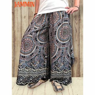 アジアン紋様柄ワイドパンツ　ヒッピー　フレアパンツ　エスニック　アジアン(その他)