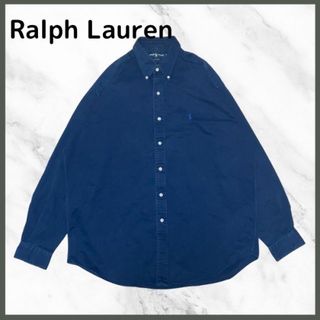 Ralph Lauren シャツ 長袖 ネイビー ボタンダウン vintage