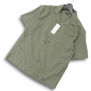 【新品 23SS】 UNIQLO ユニクロ 春夏★ 半袖 オープンカラー シャツ Sz.S メンズ オリーブ 未使用(シャツ)