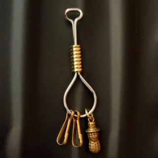 真鍮&ステンレス　シルバー　真鍮ピーナッツ　ブラス　 キーホルダー　キーリング