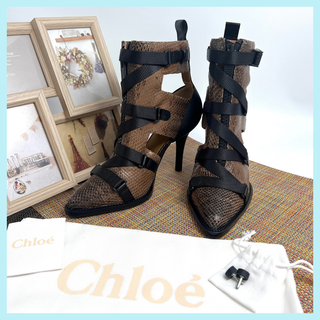 クロエ(Chloe)の✨ほぼ未使用品✨クロエ　ブーツ　ヒールサンダル　サイズ38 1/2（約25㎝）(ブーツ)